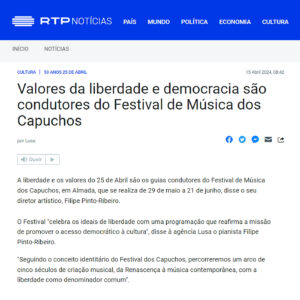 Read more about the article Valores da liberdade e democracia são condutores do Festival de Música dos Capuchos