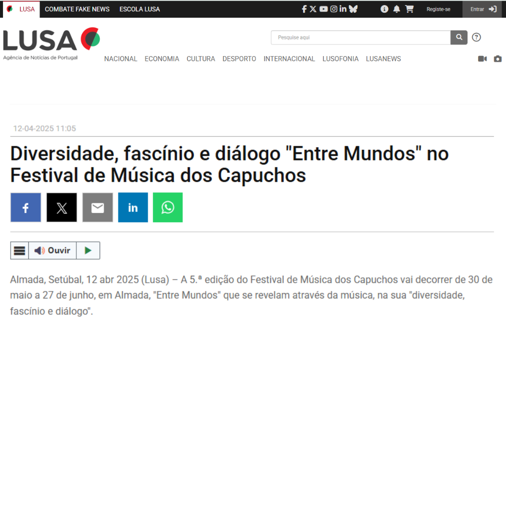 Read more about the article LUSA – Festival de Música dos Capuchos 2025